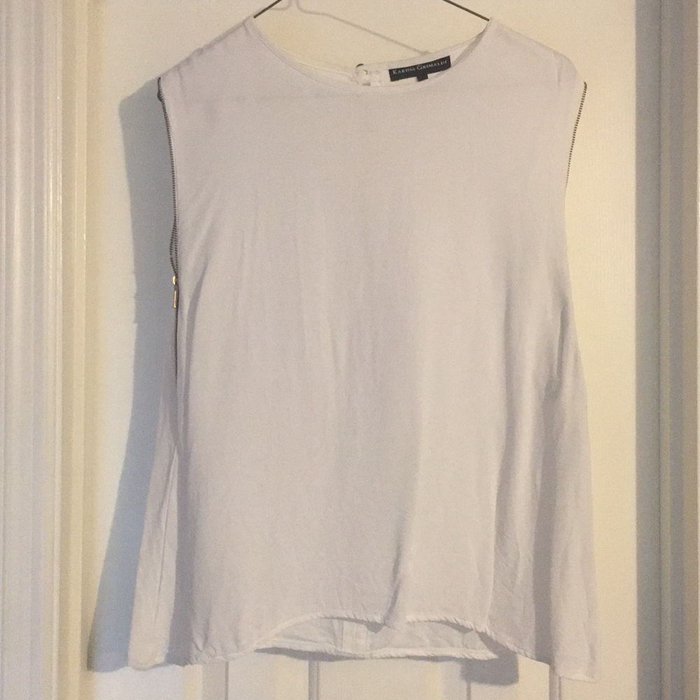 White sleeveless zipper detail shell